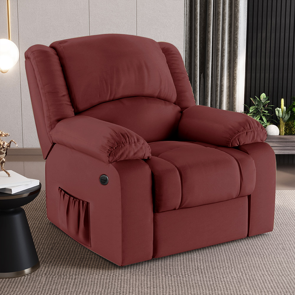 Poltrona do Papai Reclinável Sala de Cinema Madrid Power Elétrica PU Vermelho  G23