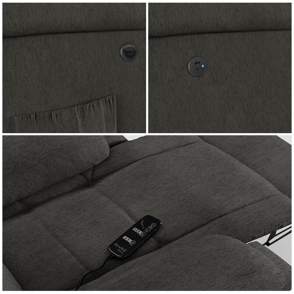 Poltrona do Papai Reclinável Sala de Cinema Madrid Power Elétrica USB Linho Chumbo  G26