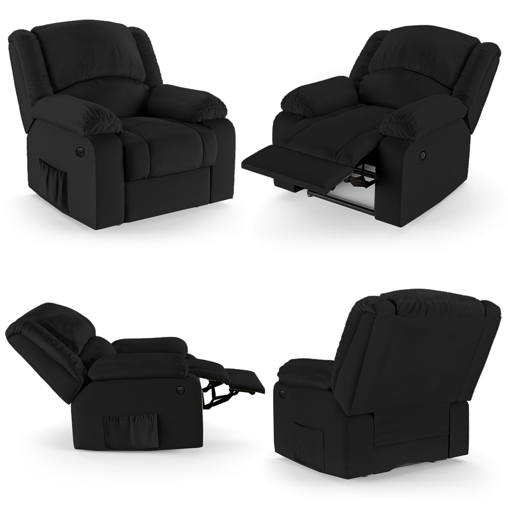Poltrona do Papai Reclinável Sala de Cinema Madrid Power Elétrica USB PU Preto  G23