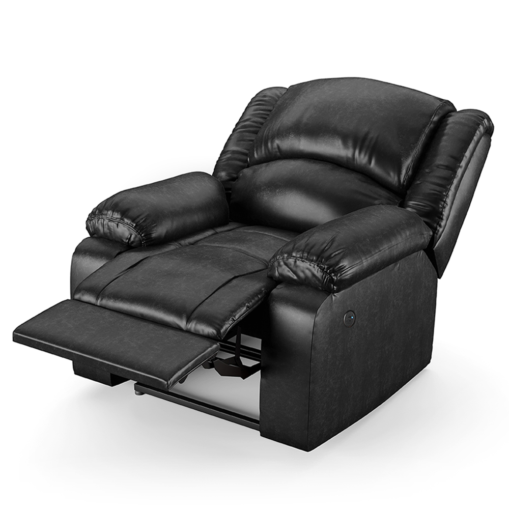 Poltrona do Papai Reclinável Sala de Cinema Madrid Power Elétrica USB PU Preto Brilho  G26