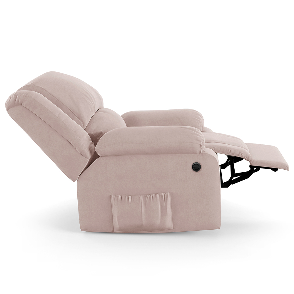 Poltrona do Papai Reclinável Sala de Cinema Madrid Power Elétrica USB Veludo Rosê  G23