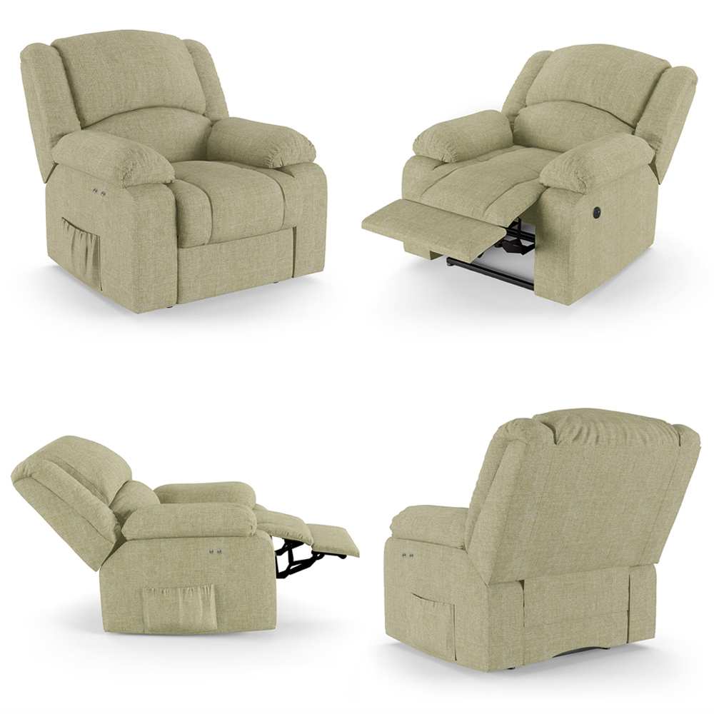 Poltrona do Papai Reclinável Sala de Cinema Madrid Power Touch Massagem USB Linho Bege  G26
