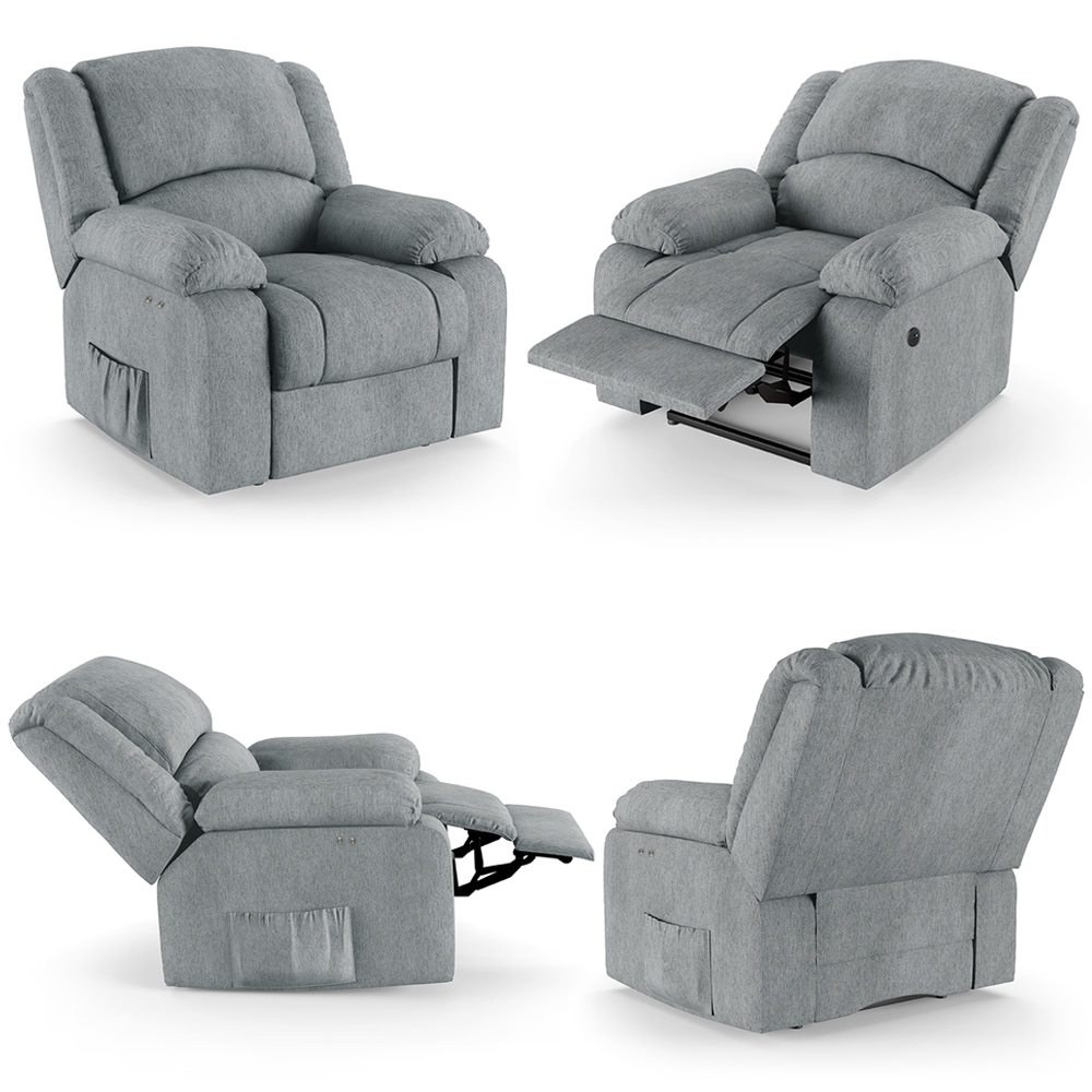 Poltrona do Papai Reclinável Sala de Cinema Madrid Power Touch Massagem USB Linho Cinza  G26