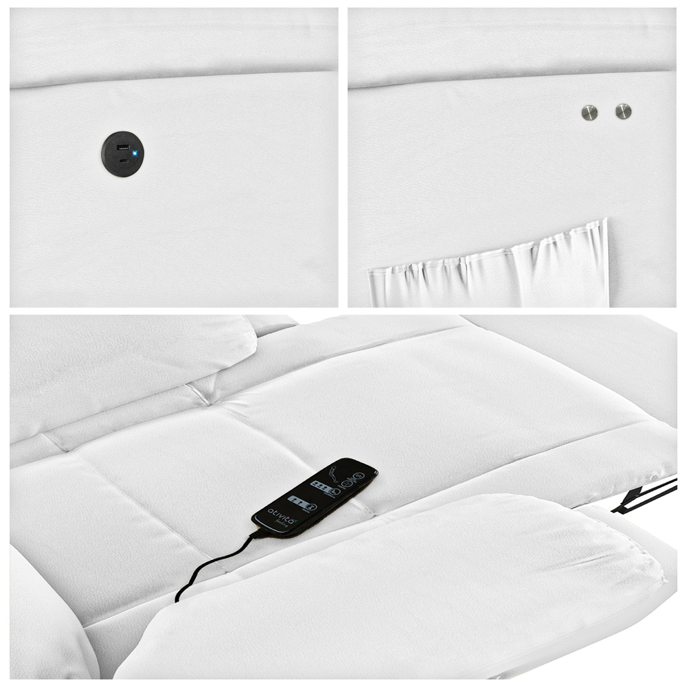 Poltrona do Papai Reclinável Sala de Cinema Madrid Power Touch Massagem USB PU Branco  G23