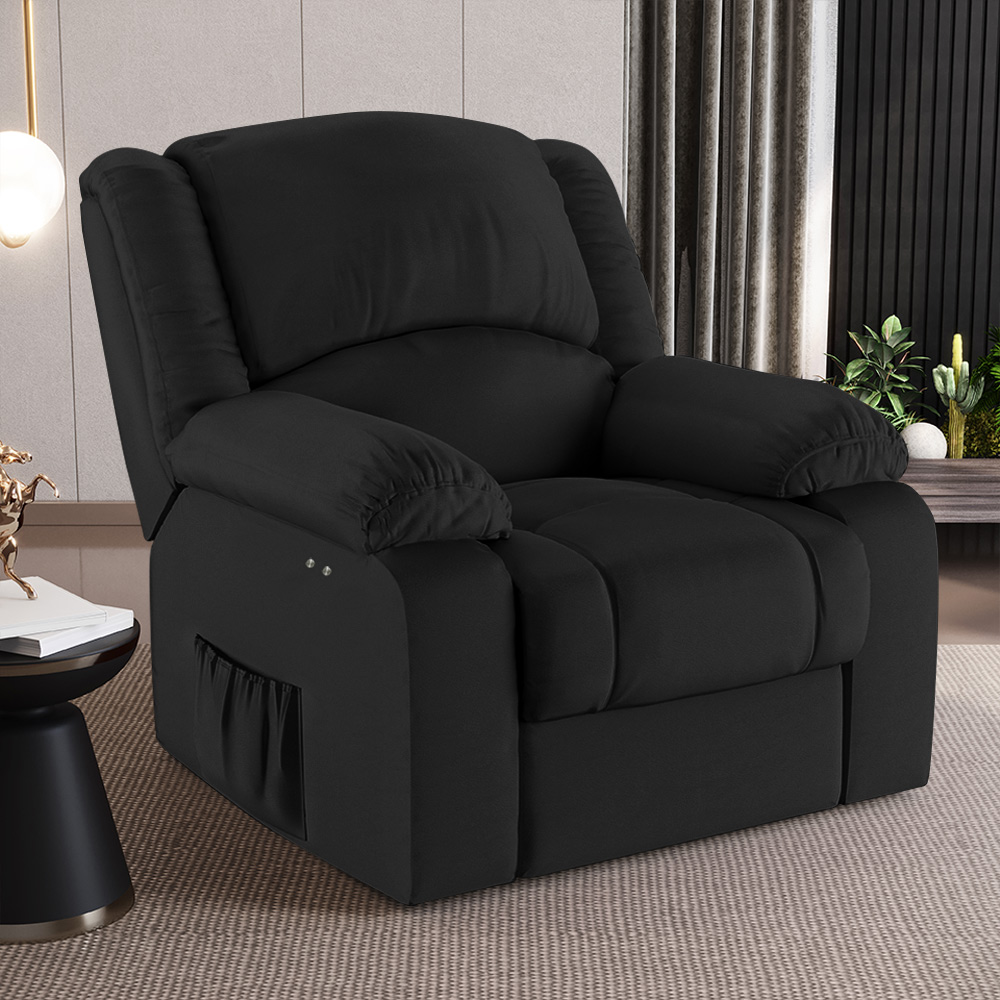 Poltrona do Papai Reclinável Sala de Cinema Madrid Power Touch Massagem USB PU Preto  G23