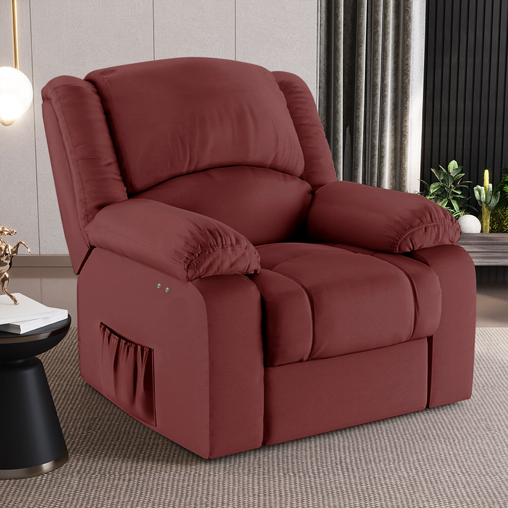 Poltrona do Papai Reclinável Sala de Cinema Madrid Power Touch Massagem USB PU Vermelho  G23
