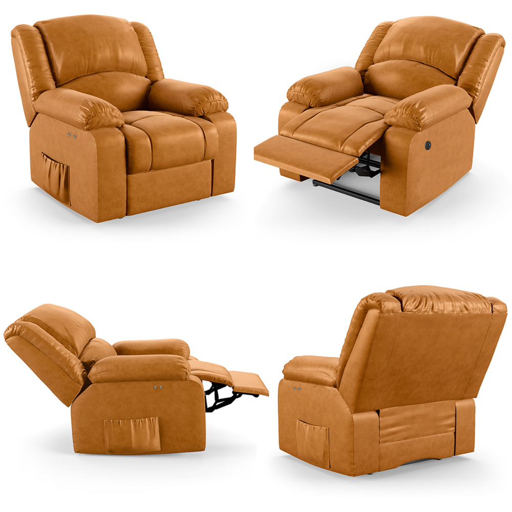 Poltrona do Papai Reclinável Sala de Cinema Madrid Power Touch Massagem USB PU Whisky  G26