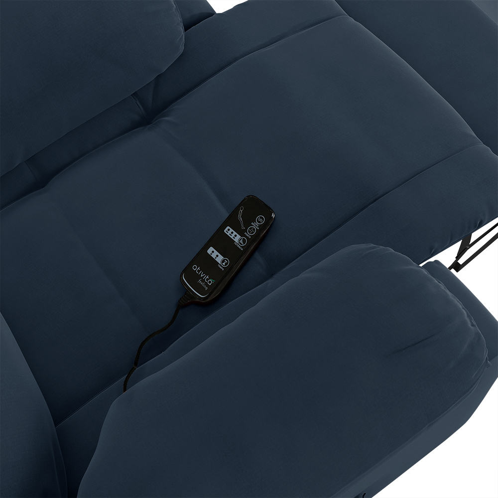Poltrona do Papai Reclinável Sala de Cinema Madrid Power Touch Massagem USB Veludo Azul  G23