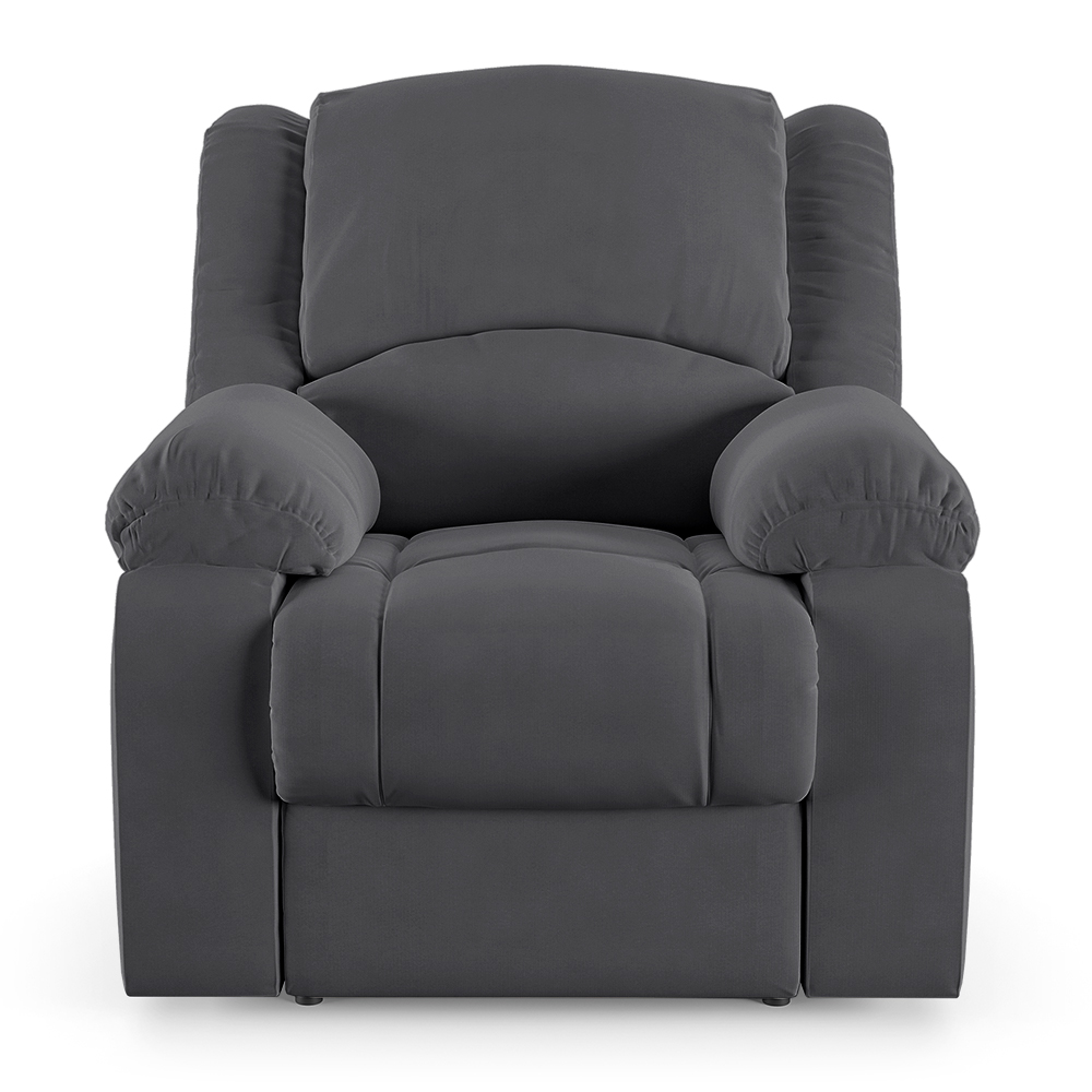 Poltrona do Papai Reclinável Sala de Cinema Madrid Power Touch Massagem USB Veludo Cinza Grafite  G23