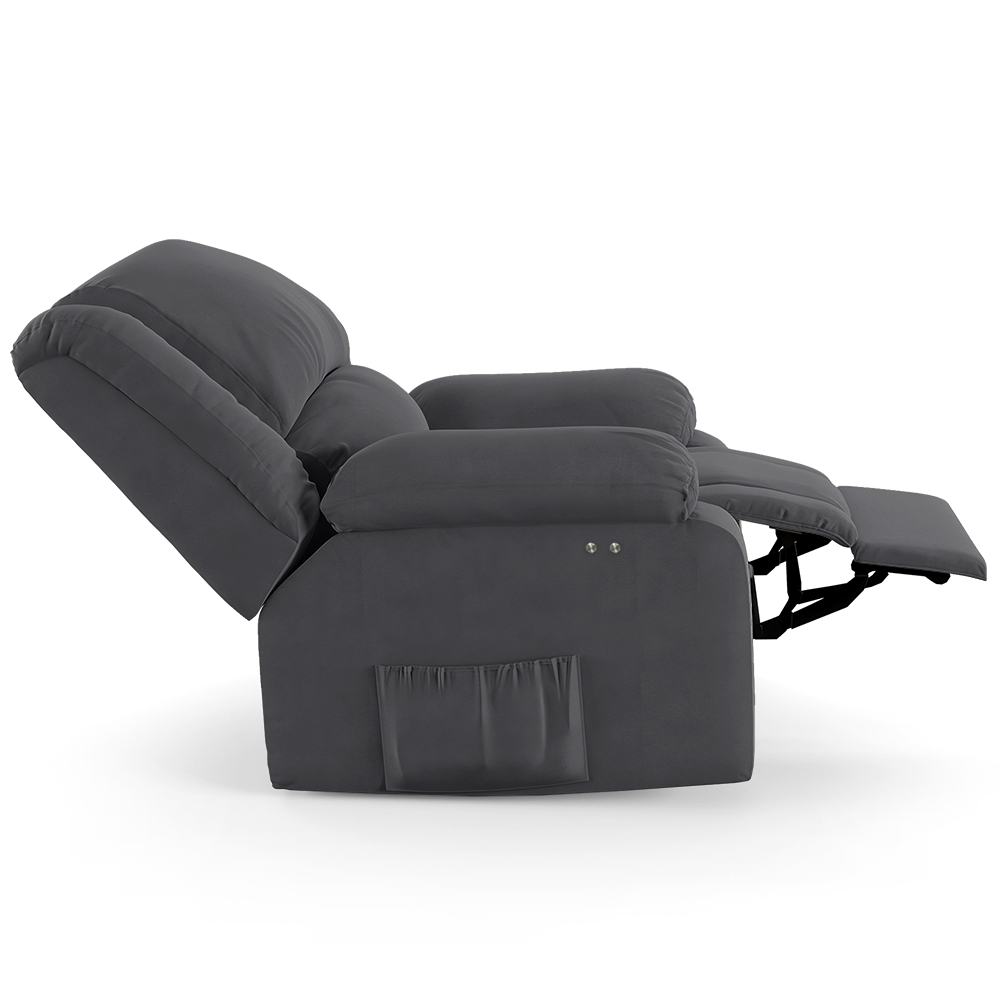 Poltrona do Papai Reclinável Sala de Cinema Madrid Power Touch Massagem USB Veludo Cinza Grafite  G23