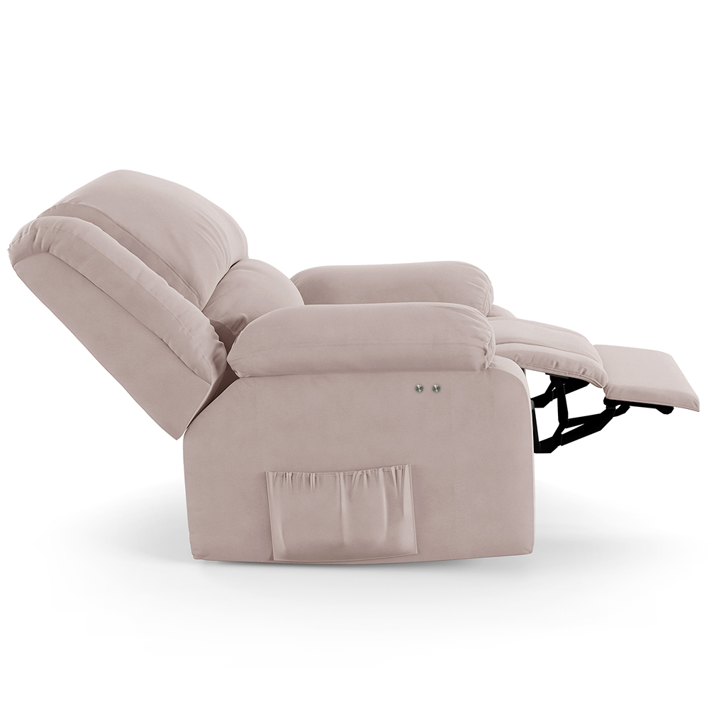 Poltrona do Papai Reclinável Sala de Cinema Madrid Power Touch Massagem USB Veludo Rosê  G23