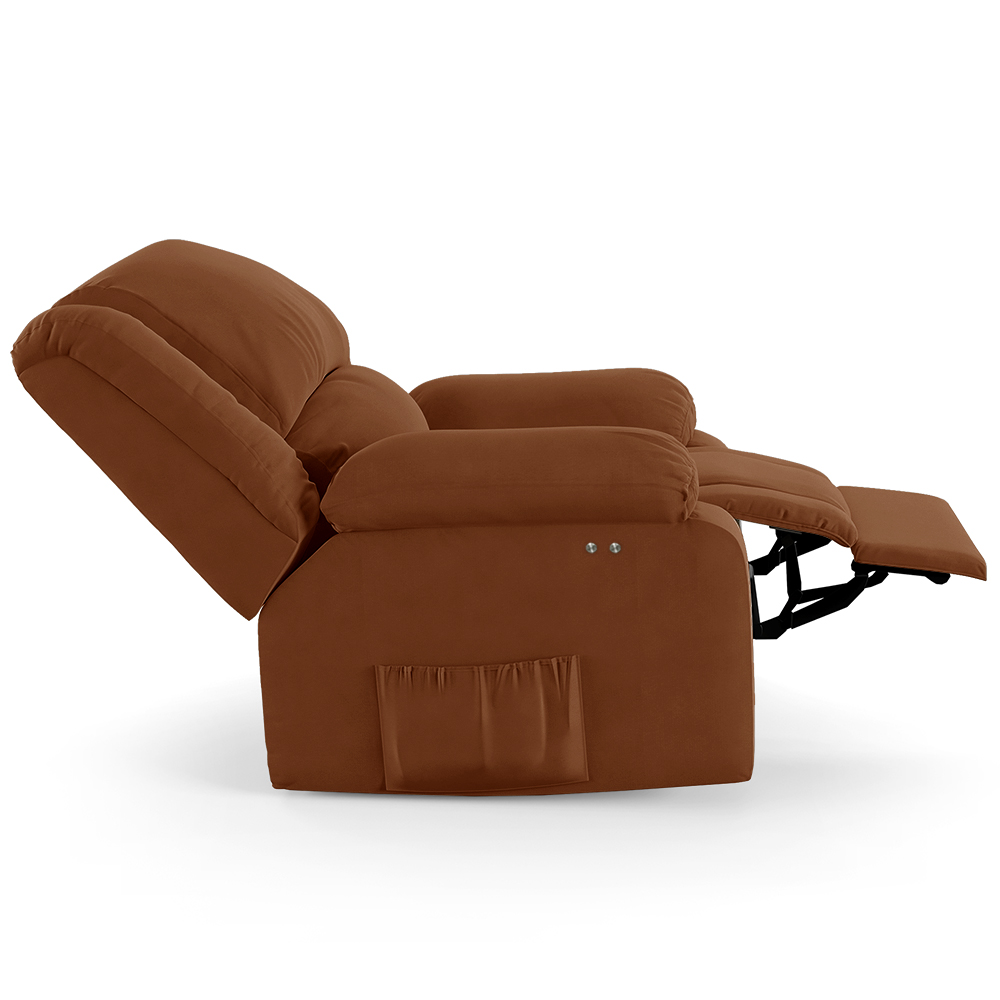 Poltrona do Papai Reclinável Sala de Cinema Madrid Power Touch Massagem USB Veludo Terracota  G23