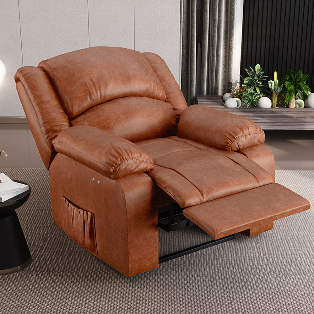 Poltrona do Papai Reclinável Sala de Cinema Madrid Power Touch PU Caramelo Brilho  G26