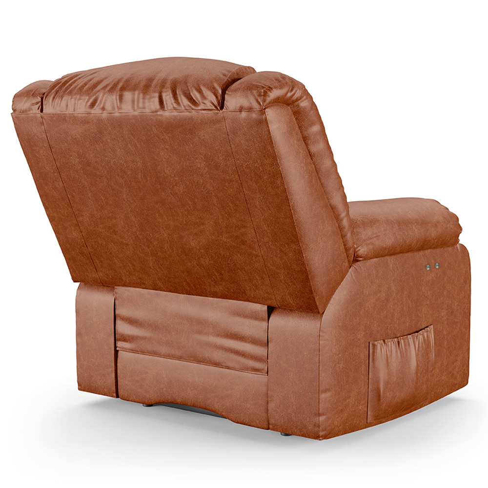 Poltrona do Papai Reclinável Sala de Cinema Madrid Power Touch PU Caramelo Brilho  G26