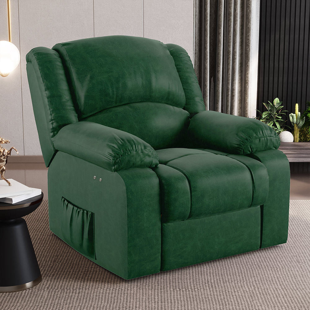 Poltrona do Papai Reclinável Sala de Cinema Madrid Power Touch PU Verde Musgo  G26