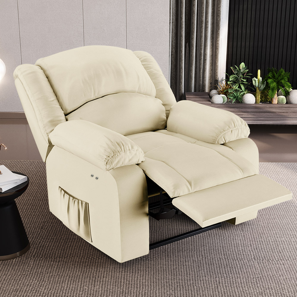 Poltrona do Papai Reclinável Sala de Cinema Madrid Power Touch USB PU Bege  G26
