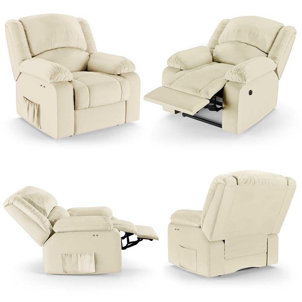 Poltrona do Papai Reclinável Sala de Cinema Madrid Power Touch USB PU Bege  G26