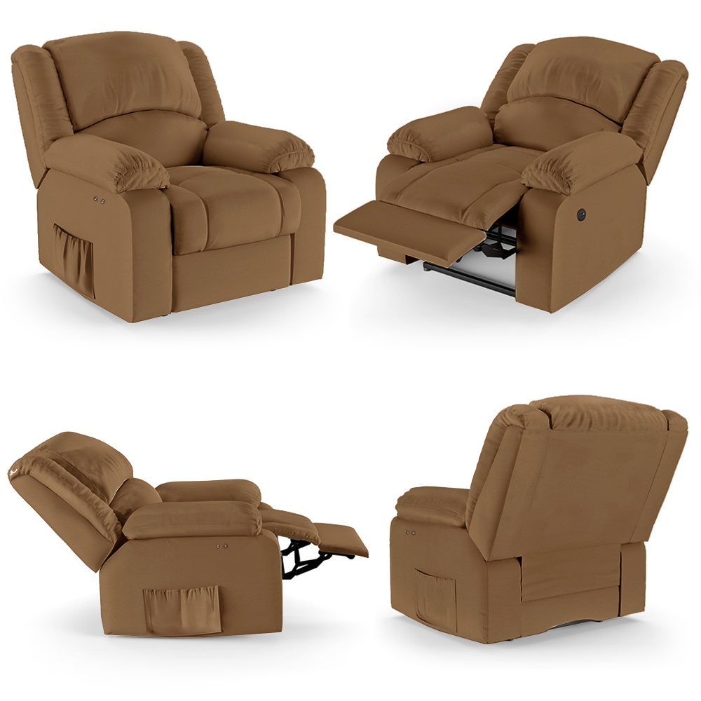 Poltrona do Papai Reclinável Sala de Cinema Madrid Power Touch USB PU Caramelo  G23