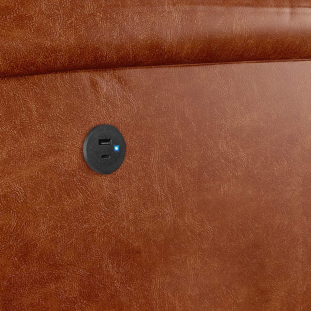 Poltrona do Papai Reclinável Sala de Cinema Madrid Power Touch USB PU Caramelo Brilho  G26