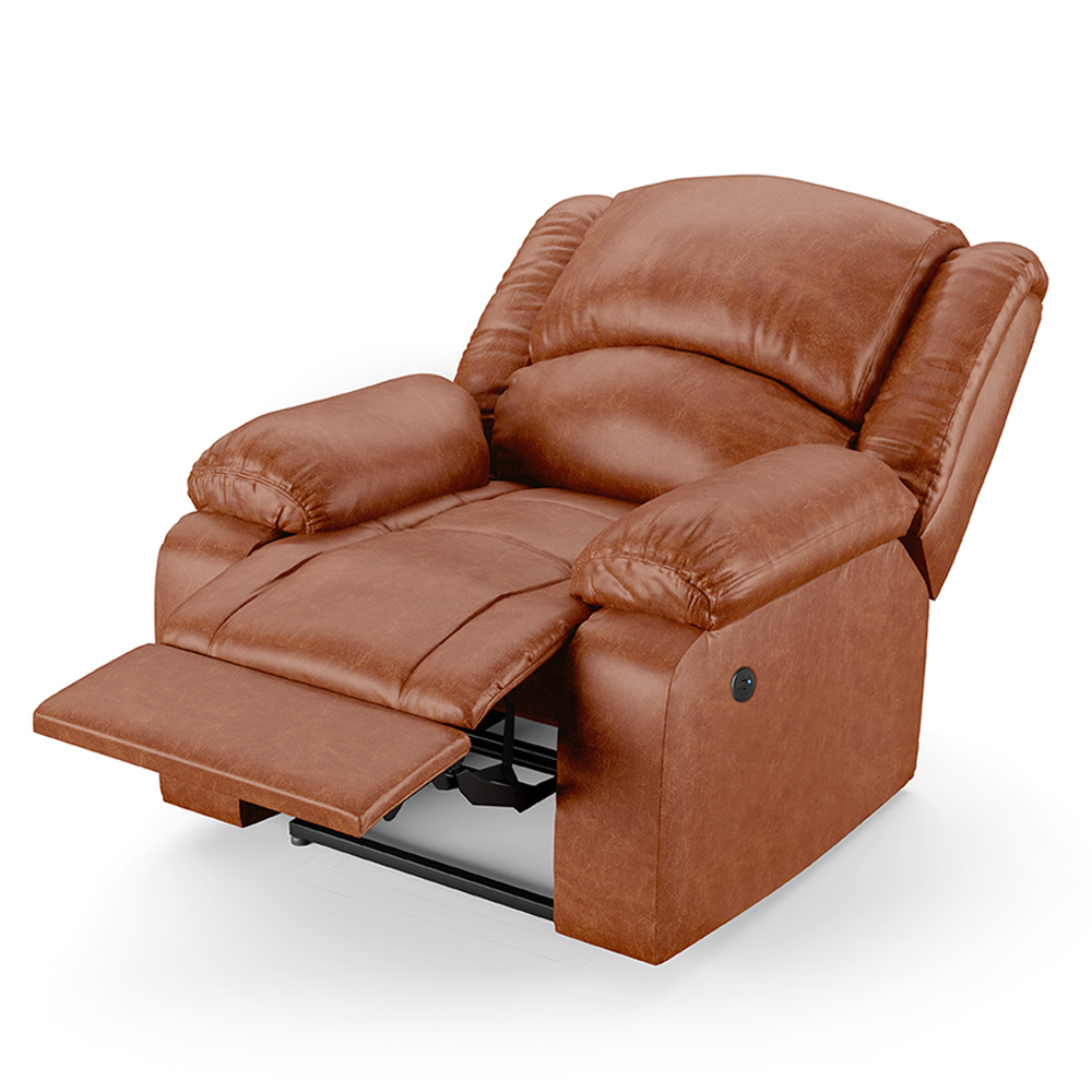 Poltrona do Papai Reclinável Sala de Cinema Madrid Power Touch USB PU Caramelo Brilho  G26