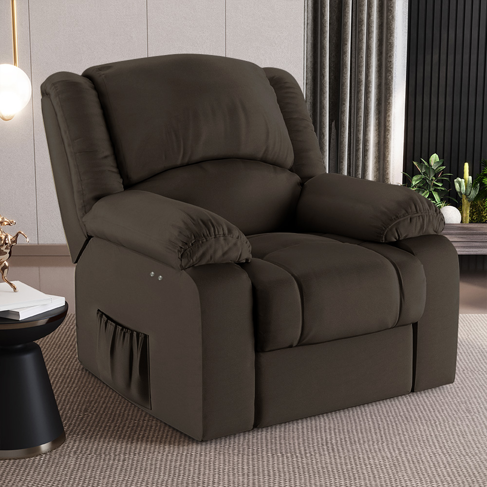 Poltrona do Papai Reclinável Sala de Cinema Madrid Power Touch USB PU Marrom  G23
