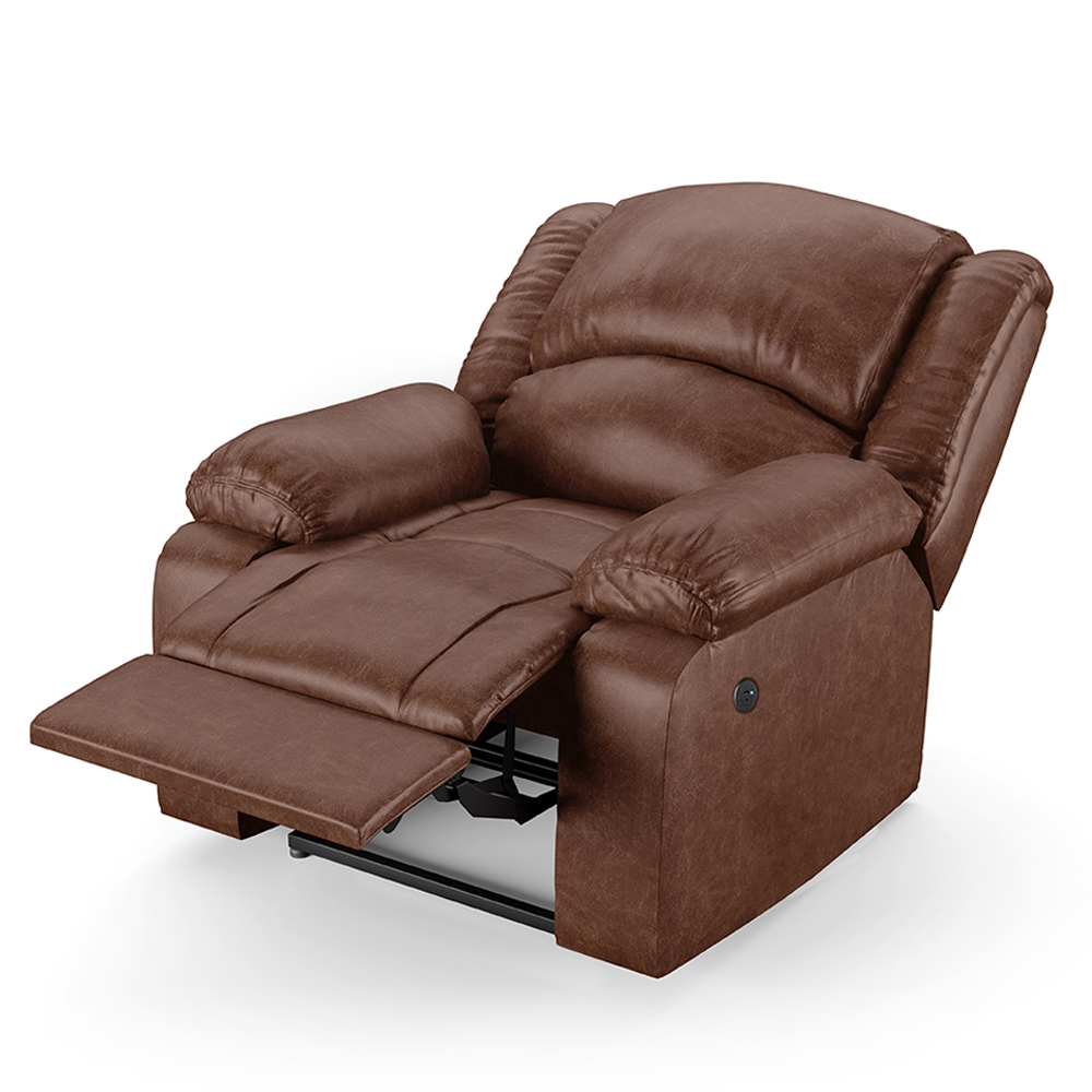Poltrona do Papai Reclinável Sala de Cinema Madrid Power Touch USB PU Marrom Brilho  G26