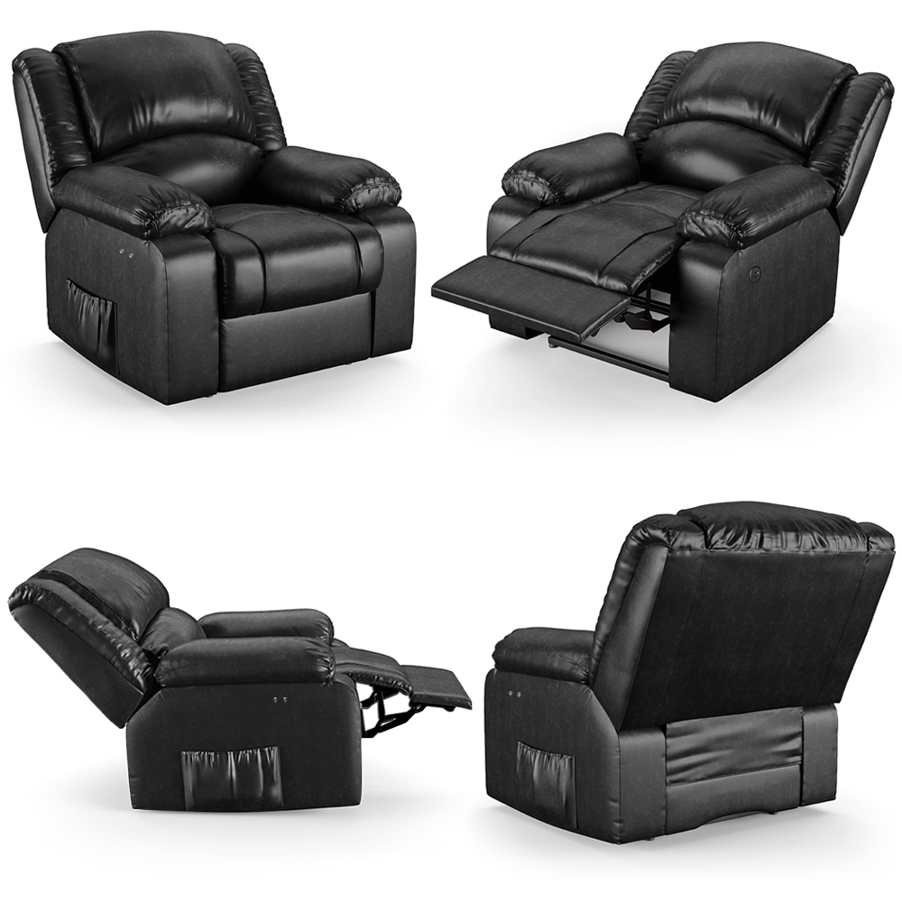 Poltrona do Papai Reclinável Sala de Cinema Madrid Power Touch USB PU Preto Brilho  G26