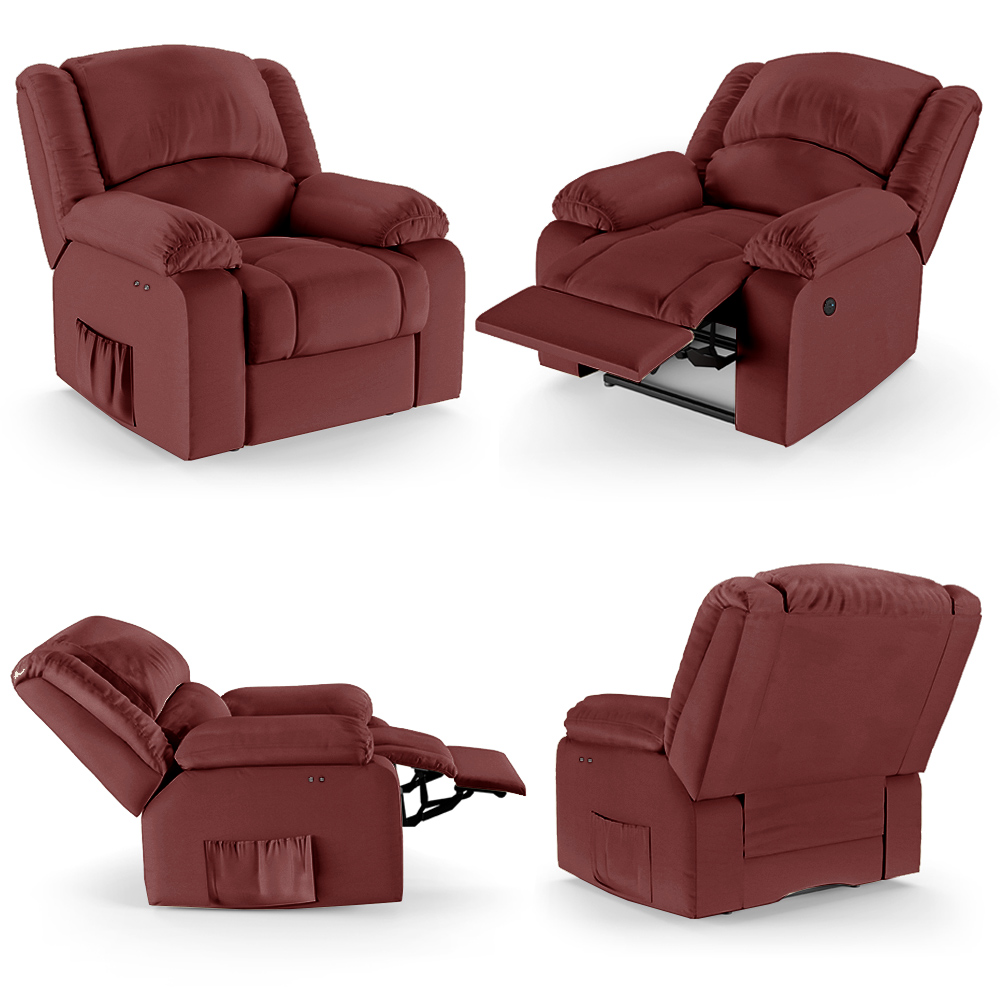 Poltrona do Papai Reclinável Sala de Cinema Madrid Power Touch USB PU Vermelho  G23