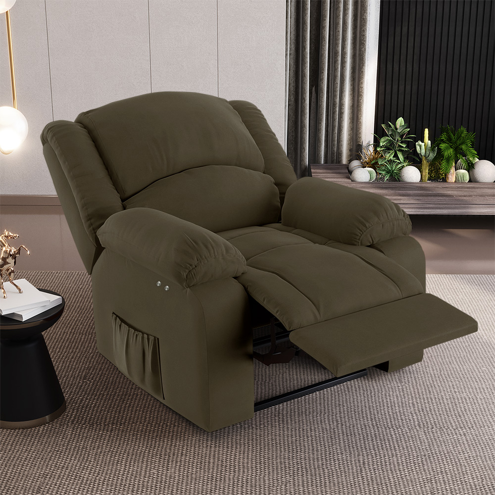 Poltrona do Papai Reclinável Sala de Cinema Madrid Power Touch USB Veludo Capuccino  G23