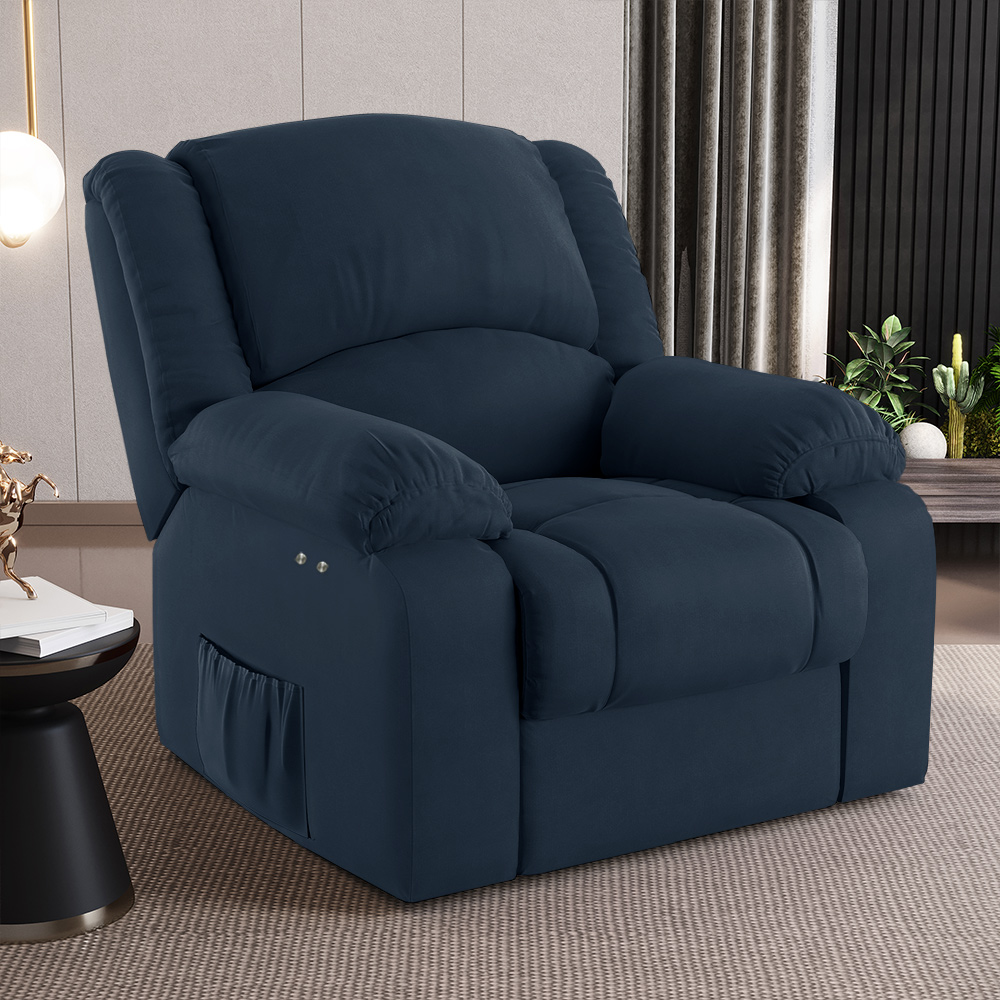 Poltrona do Papai Reclinável Sala de Cinema Madrid Power Touch Veludo Azul  G23