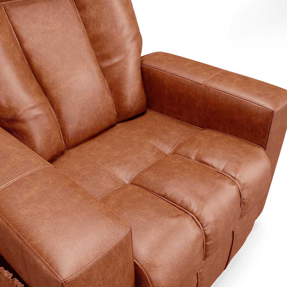 Poltrona do Papai Reclinável Sala de Cinema Pequim Manual PU Camel G23 - Gran Belo