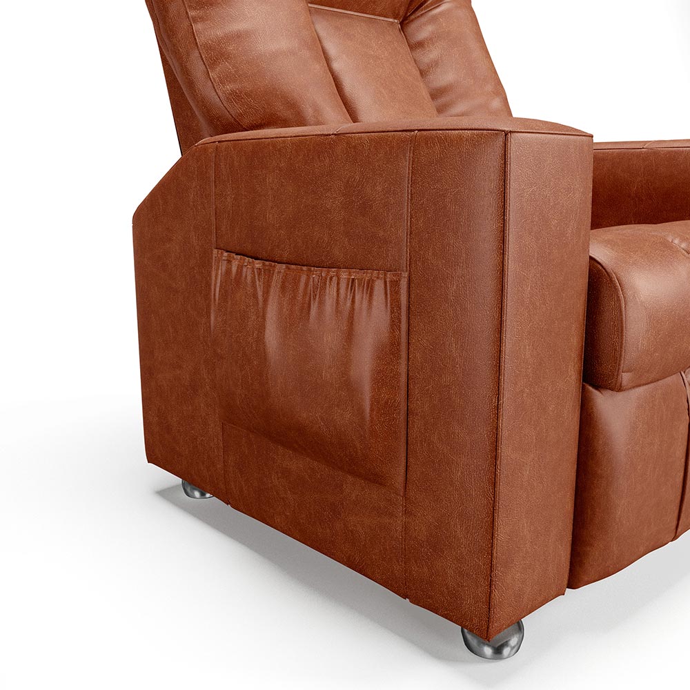 Poltrona do Papai Reclinável Sala de Cinema Pequim Manual PU Camel G23 - Gran Belo