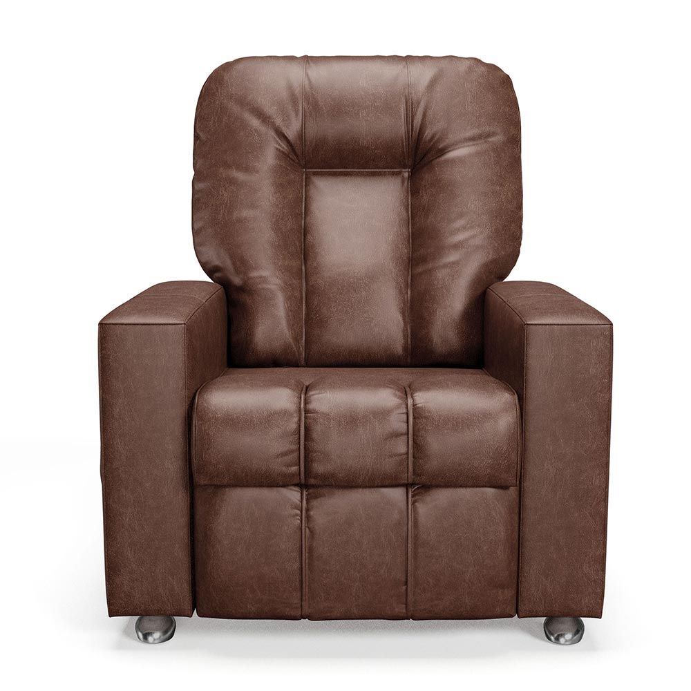 Poltrona do Papai Reclinável Sala de Cinema Pequim Manual PU Marrom G23 - Gran Belo