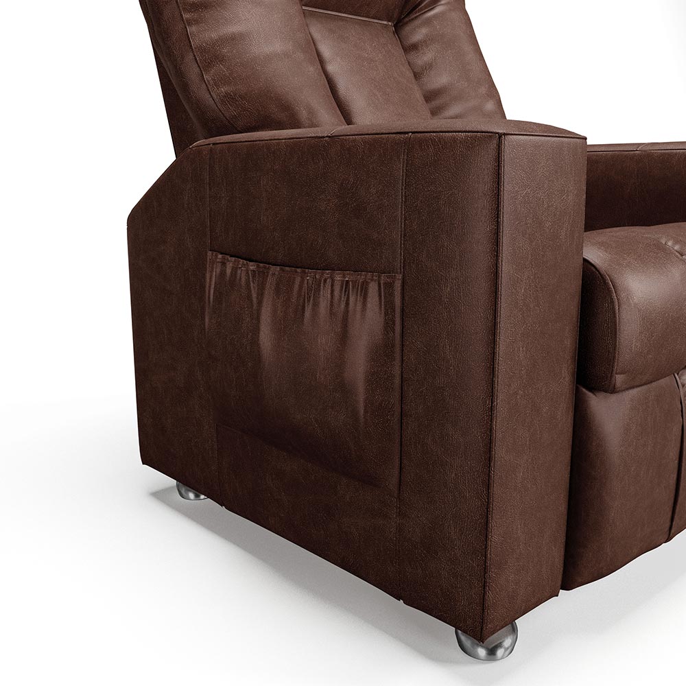 Poltrona do Papai Reclinável Sala de Cinema Pequim Manual PU Marrom G23 - Gran Belo