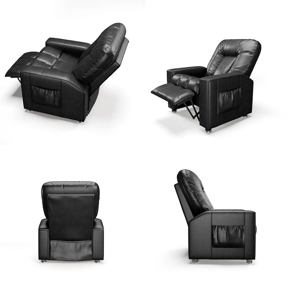 Poltrona do Papai Reclinável Sala de Cinema Pequim Manual PU Preto G23 - Gran Belo