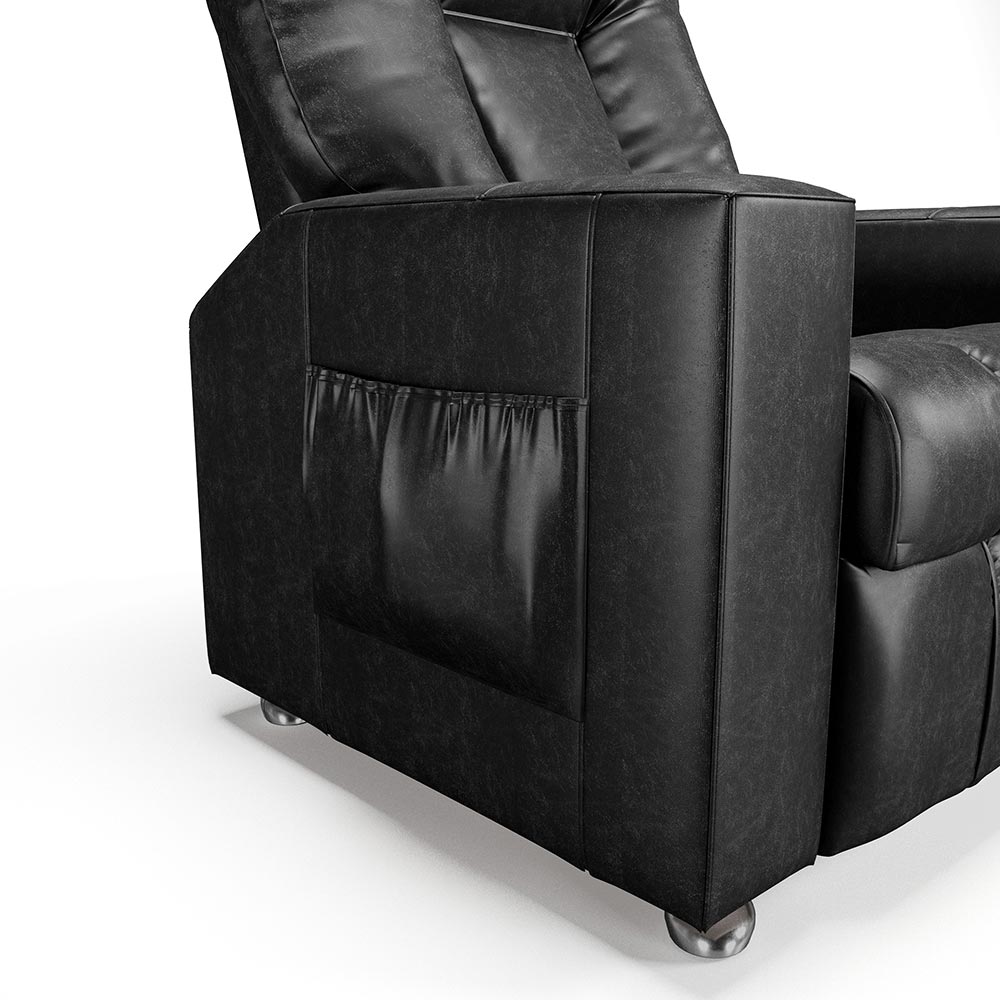 Poltrona do Papai Reclinável Sala de Cinema Pequim Manual PU Preto G23 - Gran Belo