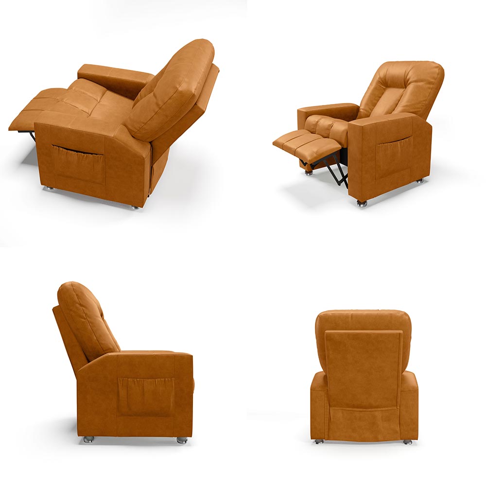 Poltrona do Papai Reclinável Sala de Cinema Pequim Manual PU Whisky G23 - Gran Belo