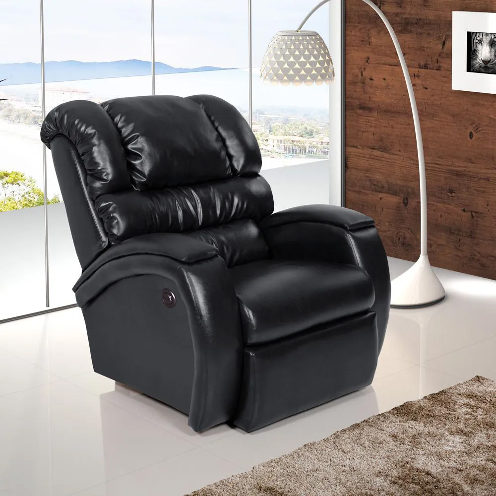 Poltrona do Papai Reclinável Zero Wall com Botão Oasis PU Sintético Preto Brilho G23 - Gran Belo