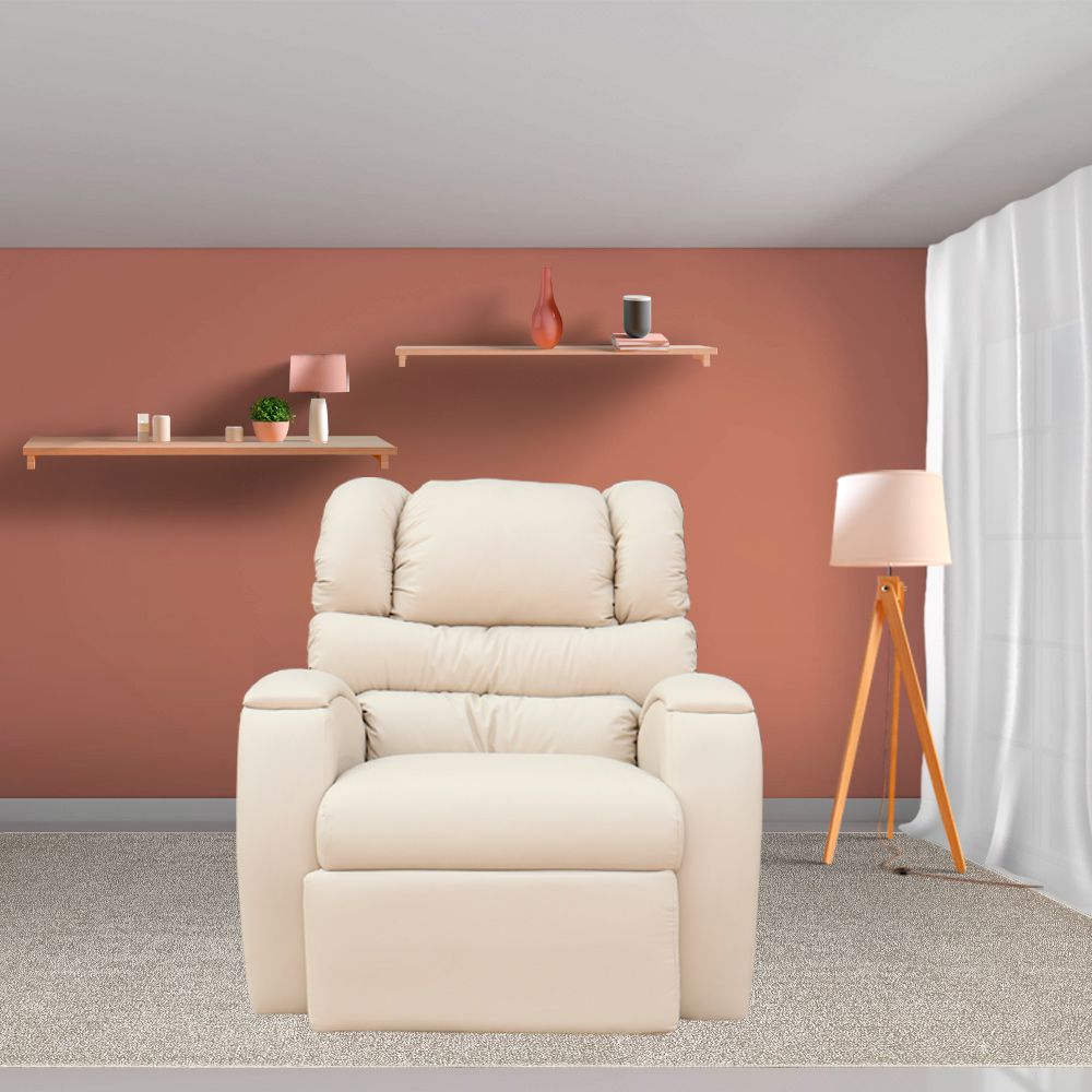 Poltrona do Papai Reclinável Zero Wall com Gatilho Oasis PU Sintético Bege - Gran Belo