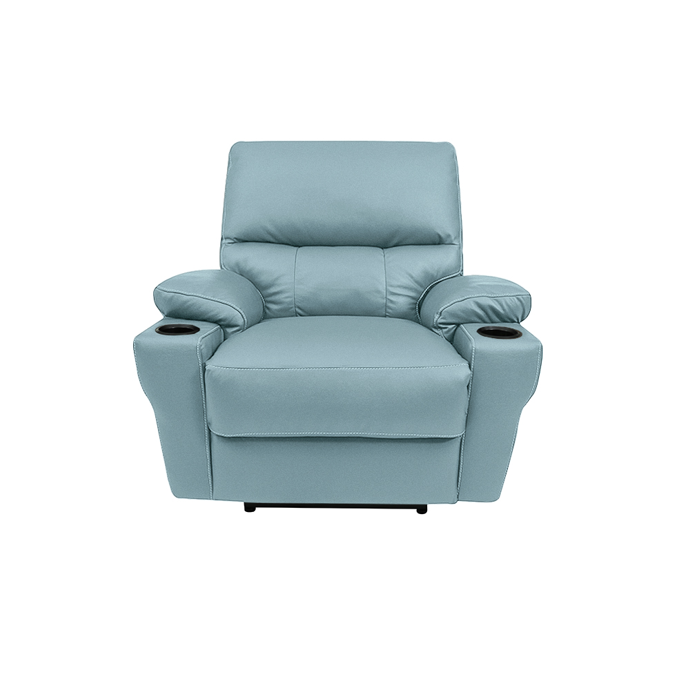 Poltrona do Papai Sala de Cinema Mia Reclinável Retrátil Power Elétrico Base Fixa Couro Azul Celeste G40 - Gran Belo