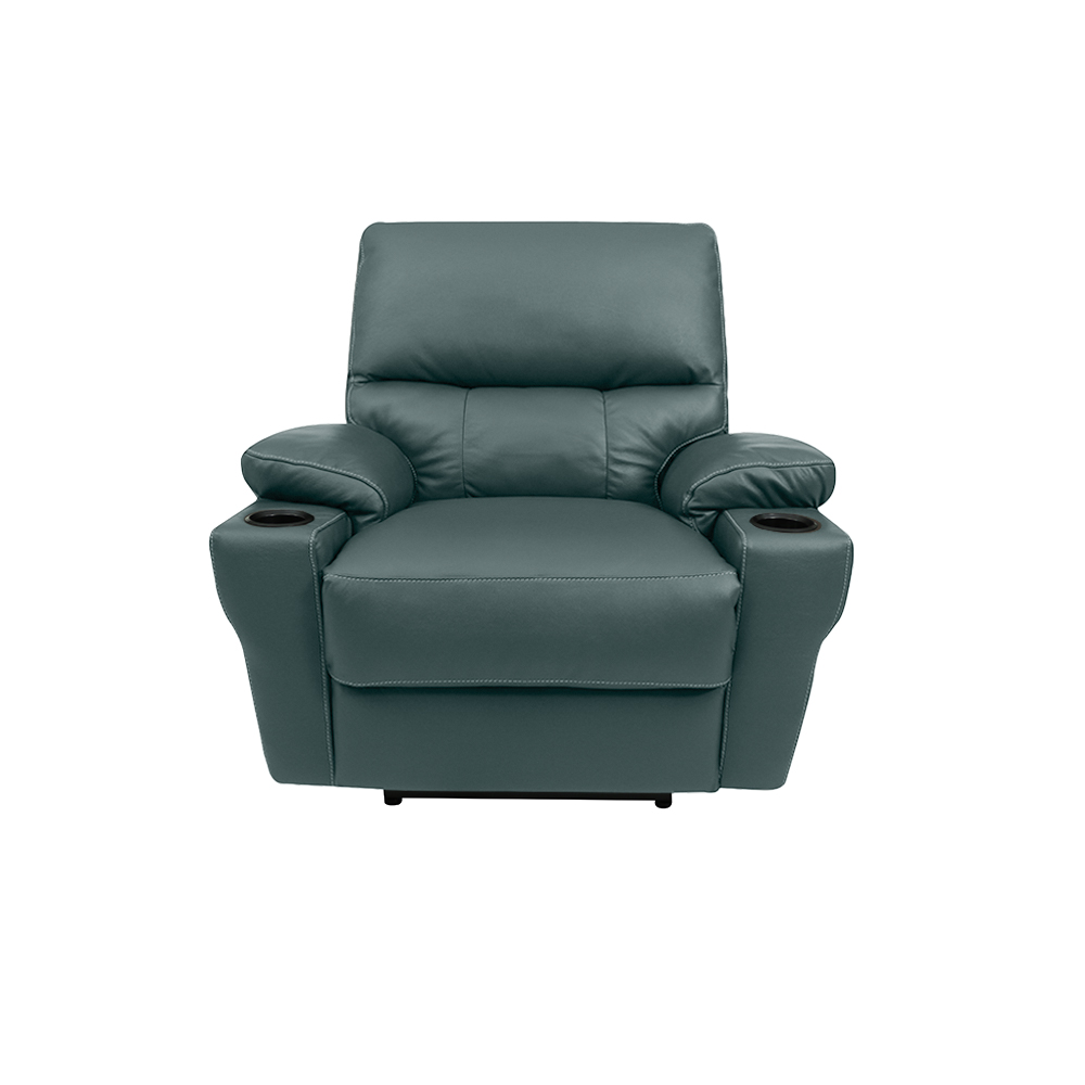 Poltrona do Papai Sala de Cinema Mia Reclinável Retrátil Power Elétrico Base Fixa Couro Azul Majestic G40 - Gran Belo