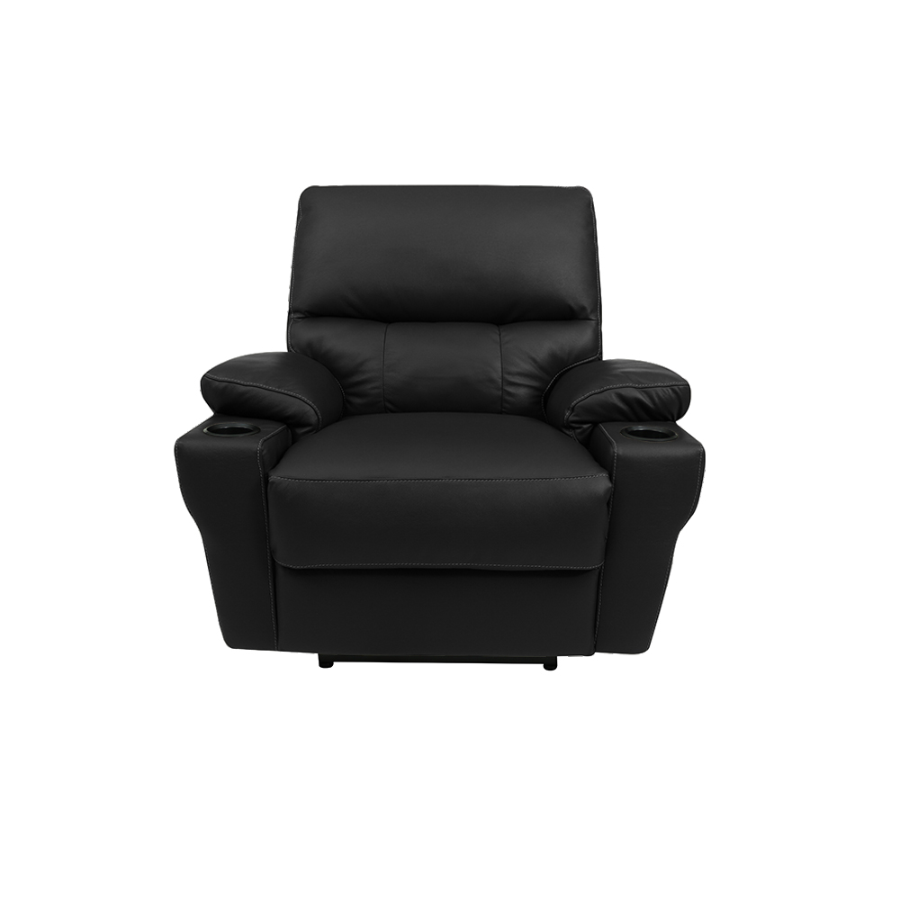 Poltrona do Papai Sala de Cinema Mia Reclinável Retrátil Power Elétrico Base Fixa Couro Preto G40 - Gran Belo