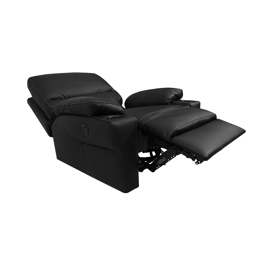 Poltrona do Papai Sala de Cinema Mia Reclinável Retrátil Power Elétrico Base Fixa Couro Preto G40 - Gran Belo