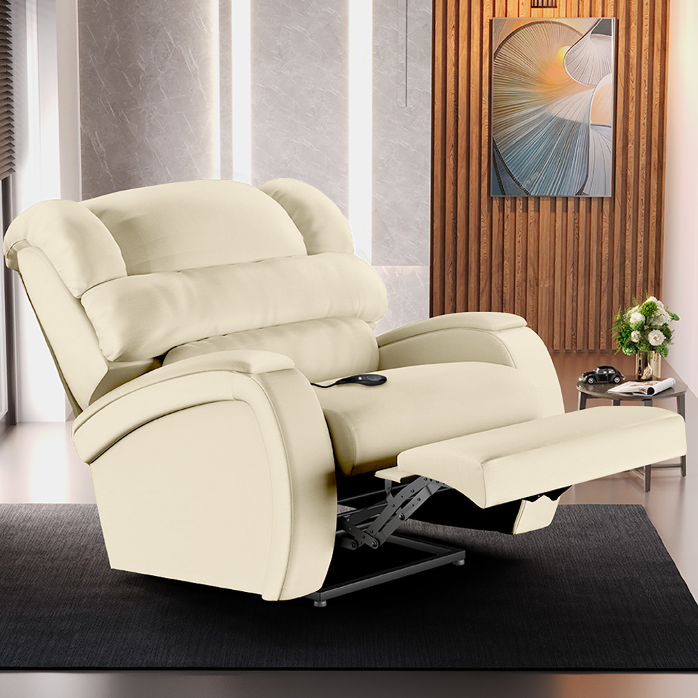 Poltrona do Papai Sala de Cinema Reclinável Kylie Controle Power Elétrico PU Bege G23