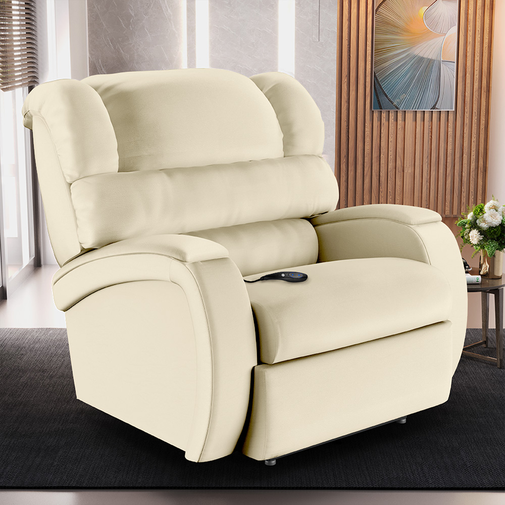 Poltrona do Papai Sala de Cinema Reclinável Kylie Controle Power Elétrico PU Bege G23