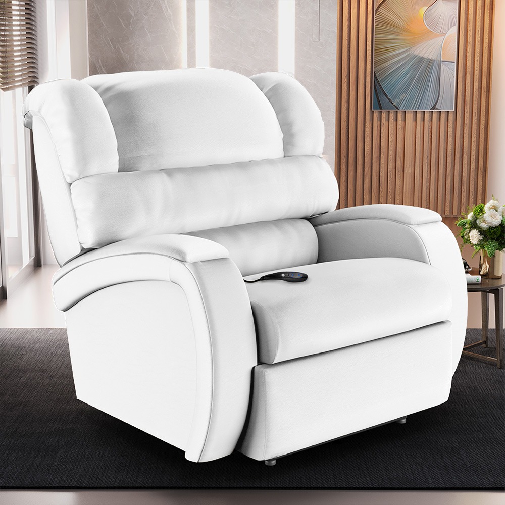 Poltrona do Papai Sala de Cinema Reclinável Kylie Controle Power Elétrico PU Branco G23