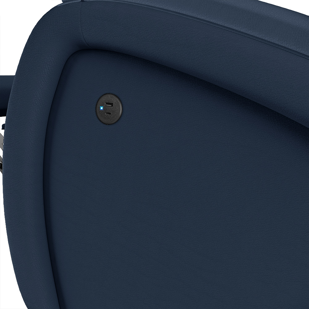 Poltrona do Papai Sala de Cinema Reclinável Kylie Controle Power Elétrico USB PU Azul G23