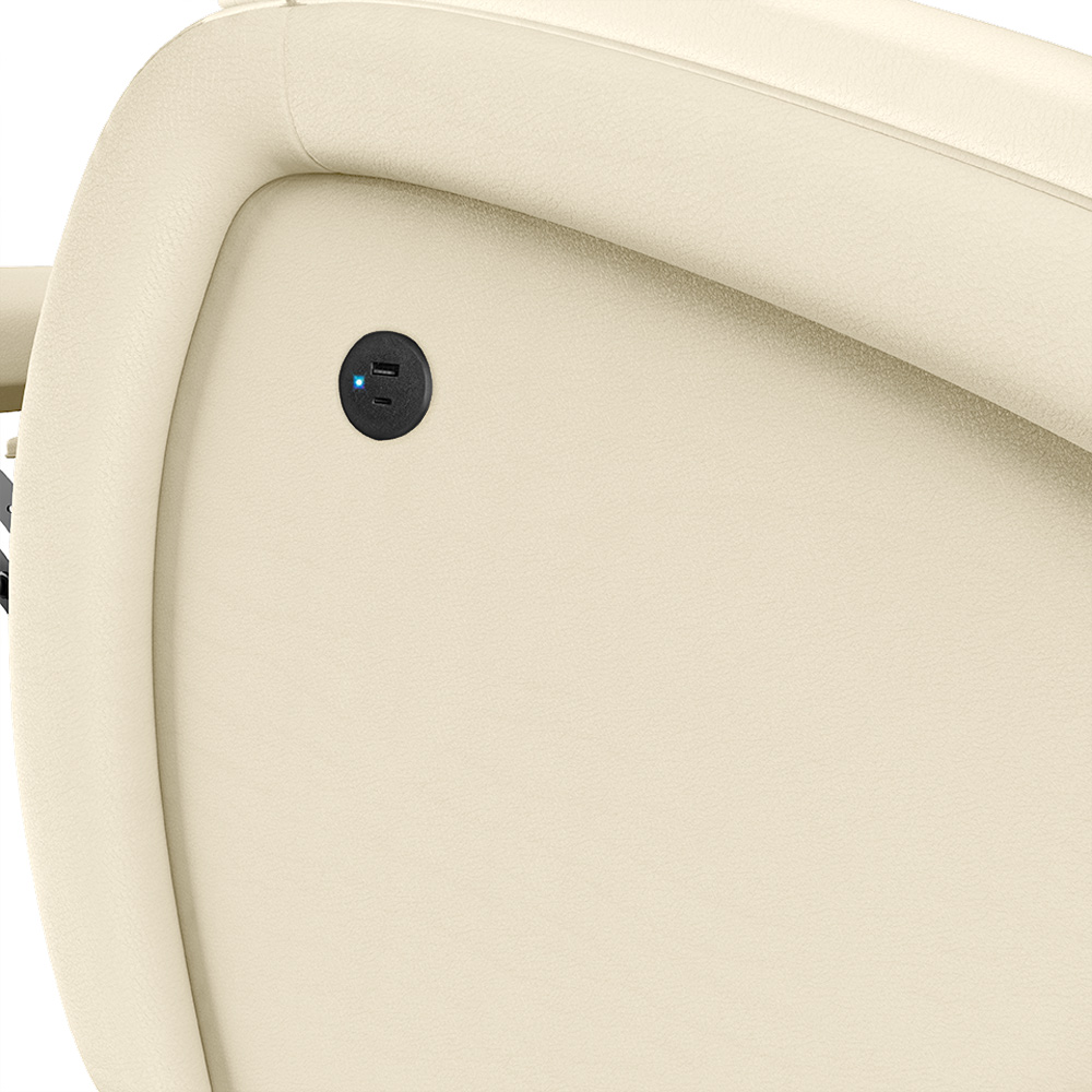 Poltrona do Papai Sala de Cinema Reclinável Kylie Controle Power Elétrico USB PU Bege G23