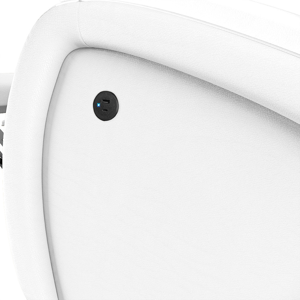 Poltrona do Papai Sala de Cinema Reclinável Kylie Controle Power Elétrico USB PU Branco G23