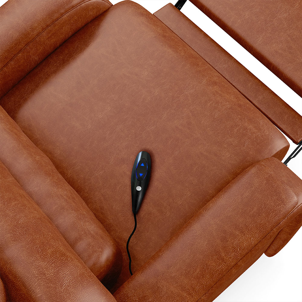 Poltrona do Papai Sala de Cinema Reclinável Kylie Controle Power Elétrico USB PU Caramelo Brilho G23